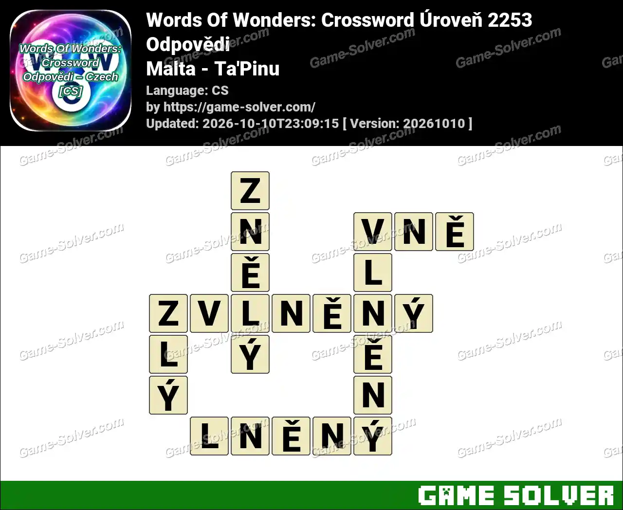 Words Of Wonders: Crossword Úroveň 2253 Odpovědi – Malta – Ta’Pinu